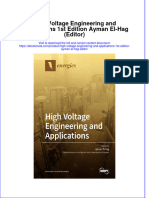 Ebook High Voltage Engineering and Applications 1St Edition Ayman El Hag Editor Online PDF All Chapter