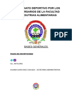 Bases Campeonato Deportivo Por Los 49 Aniversarios de La Facultad de Insdutrias Alimentarias