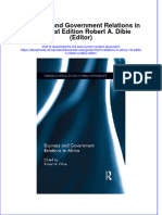 Full Ebook of Business and Government Relations in Africa 1St Edition Robert A Dibie Editor Online PDF All Chapter