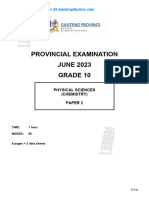 GP Physical Science Grade 10 June 2023 P2 and Memo