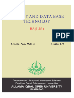 Library and Data Base Technoloy: Bs (Lis)