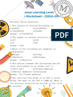 Minimum Learning Level Science Worksheet - (2024-25)