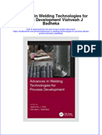 PDF Advances in Welding Technologies For Process Development Vishvesh J Badheka Ebook Full Chapter