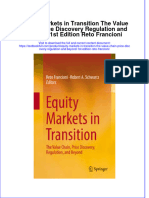 Textbook Equity Markets in Transition The Value Chain Price Discovery Regulation and Beyond 1St Edition Reto Francioni Ebook All Chapter PDF