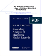 Full Chapter Secondary Analysis of Electronic Health Records 1St Edition Mit Critical Data Auth PDF