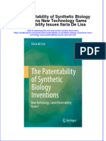 Full Chapter The Patentability of Synthetic Biology Inventions New Technology Same Patentability Issues Ilaria de Lisa PDF