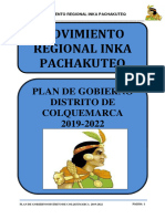 Movimiento Regional Inka Pachakuteq: Plan de Gobierno Distrito de Colquemarca 2019-2022