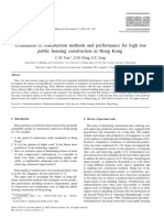 Evaluation of Construction Methods and Performance For High Rise Public Housing Construction in Hongkong