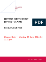 Lecturer in Psychology Recruitment Pack