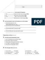 Ficha Ingles 6 Ano Adverbs of Frequency Prepositions of Time and Present Simple