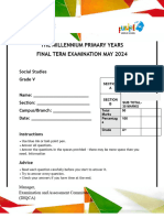 Social Studies Exam Grade 5 Roots Millennium Schools 2024 May