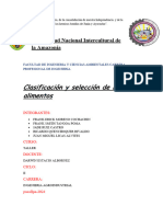 Clasificacion y Seleccion de Los Alimentos