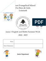 J3 - English and Maths Summer Work - 20222023