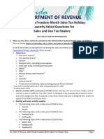 2024 Freedom Month Sales Tax Holiday - External FAQs - Sales and Use Tax Dealers