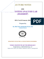 Power System Analysis Lab (20A02601P) : Lecture Notes