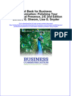 Test Bank For Business Communication: Polishing Your Professional Presence, 2/E 2nd Edition Barbara G. Shwom, Lisa G. Snyder