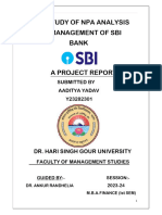 A Study On Non Performing Assets at SBI, Bengaluru