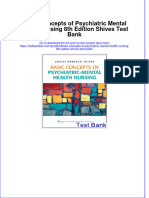 Basic Concepts of Psychiatric Mental Health Nursing 8th Edition Shives Test Bank All Chapters