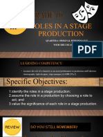 MAPEH 10 - Arts (Roles in A Stage Production)