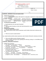 STD 7 CH 2 Nutrition in Animals... Worksheet