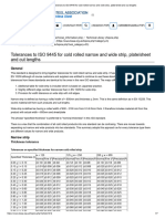 Article - Tolerances To ISO 9445 For Cold Rolled Narrow and Wide Strip, Plate - Sheet and Cut Lengths