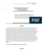 Relación Carga Masa Del Electrón