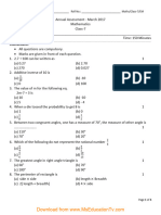 HBSE Class 7 Maths Question Paper 2017