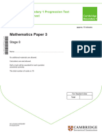 Cambridge Lower Secondary Progression Test - Mathematics 2014 Stage 8 - Paper 3 Answer Sheet