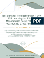 Immediate Download Test Bank For Prealgebra With P O W E R Learning 1st Edition Messersmith Perez Feldman 0073406252 9780073406251 All Chapters