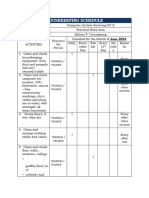 Form 1 Housekeeping Schedule Sample