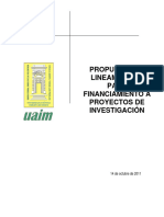 Lineamientos para Financiamiento A Proyectos de Investigacion