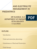 Fluid and Electrolyte Management in Paediatrics: DR Oladele, A.G Department of Paediatrics Fethi Ido-Ekiti 7/12/2021