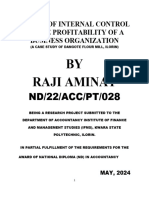 Effect of Internal Control On The Profitability of A Business Organization