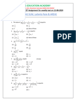 SR Mains+Eapcet-maths Assignment For Weekend 12th Aug 2024 (Definite Integration & Areas)