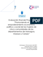 Evaluación Final Proyecto de Empoderamiento Económico Político y Social Enero 2021