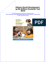 Guiding Childrens Social Development and Learning 8th Edition Kostelnik Test Bank All Chapters