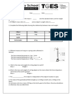 Worksheet For Mass and Weight