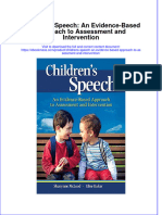 Children's Speech: An Evidence-Based Approach To Assessment and Intervention Full Chapter Instant Download