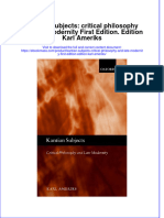 Full Download Kantian Subjects: Critical Philosophy and Late Modernity First Edition. Edition Karl Ameriks File PDF All Chapter On 2024