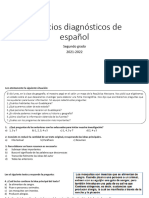 Ejercicios Diagnosticos de Español-Segundo Grado 2021-2022