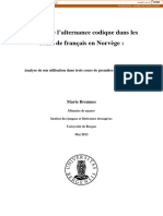 L'usage de L'alternance Codique Dans Les Cours de Français en Norvège