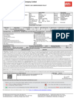 Private Car Comprehensive Policy: Certificate of Insurance Cum Policy Schedule