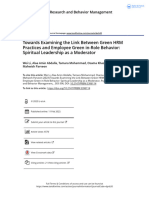 Towards Examining The Link Between Green HRM Practices and Employee Green In-Role Behavior Spiritual Leadership As A Moderator