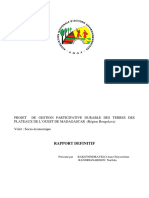 Rapport Socio-Economique Du Projet de Gestion Durable Des Terres Des Plateaux de L'ouest de Madagascar, 2014 Rakotondravelo Et Randrianarison