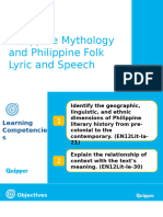 21st Century Literature - Unit 5 - Lesson 3 - Philippine Mythology and Philippine Folk Lyric and Speech