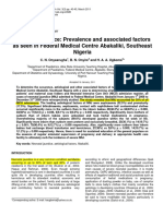 Neonatal Jaundice Prevalence and Associated Factors As Seen in Federal Medical Centre Abakaliki, Southeast Nigeria