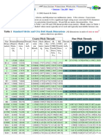 Metric Bolt Dimensions