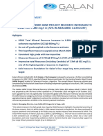 HMW Project Resource Increases To 66Mt LCE at 880mgl Li