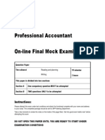 Acca Paper P1 Professional Accountant On-Line Final Mock Examination