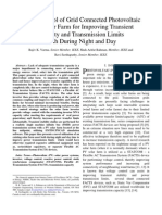 Novel Control of Grid Connected Photovoltaic (PV) Solar Farm For Improving Transient Stability and Transmission Limits Both During Night and Day